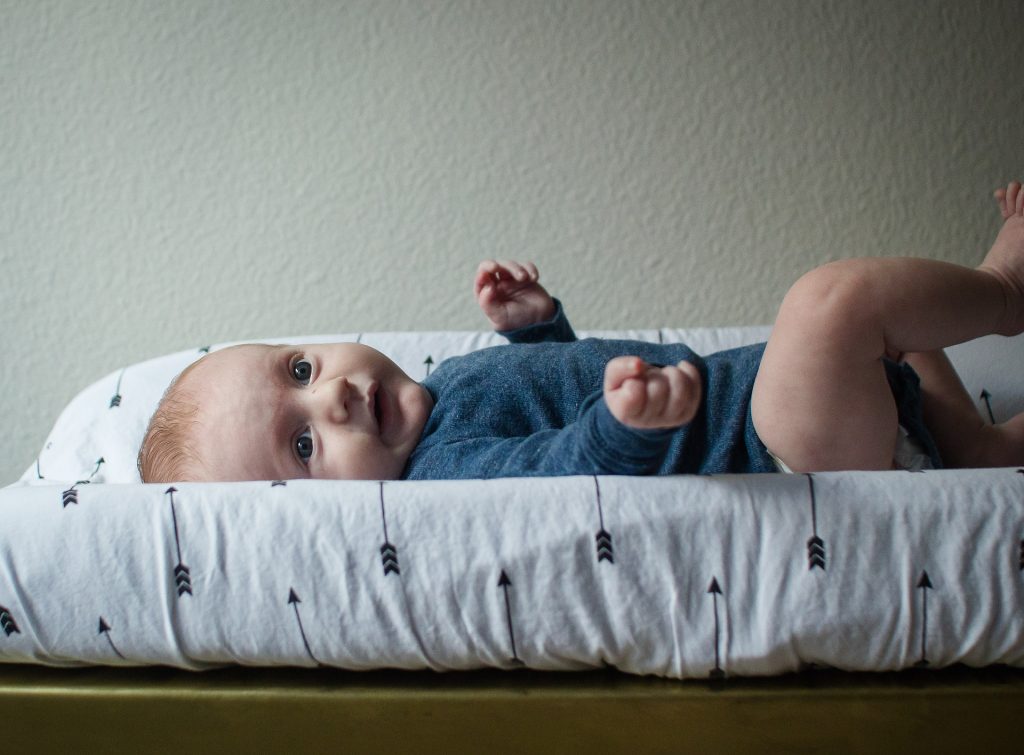 baby on a changing table