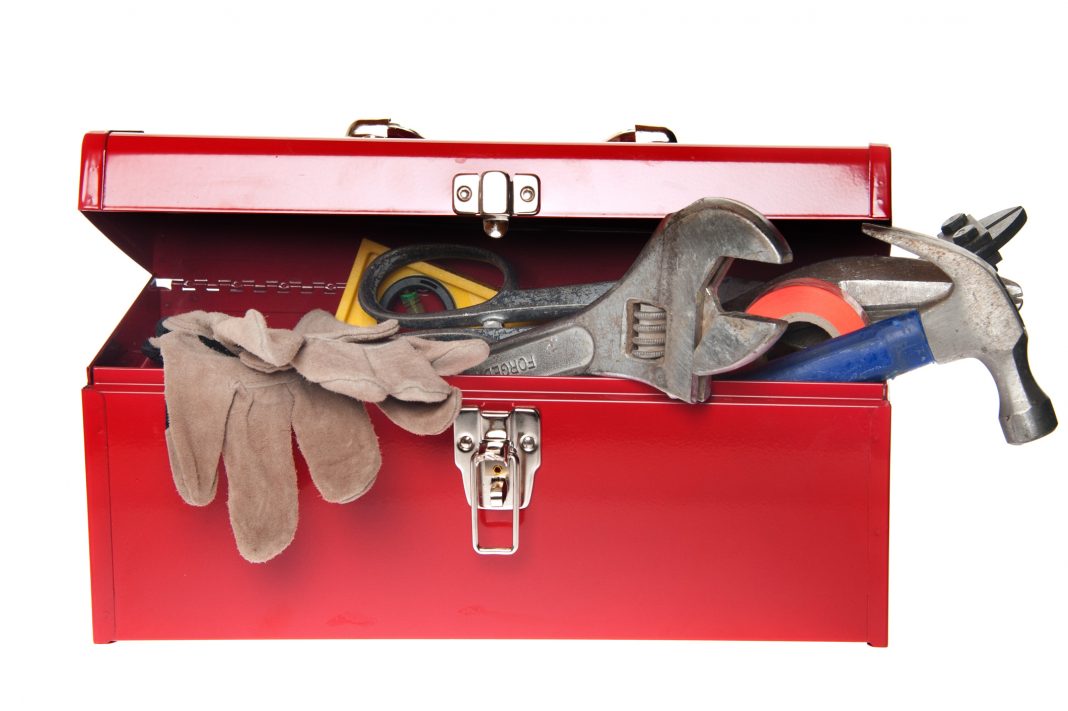 Red Tool Box with Variety of Tools