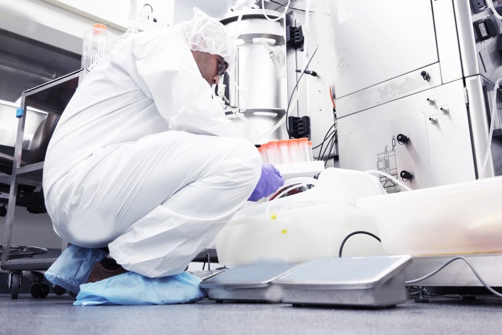 Scientist in a clean room