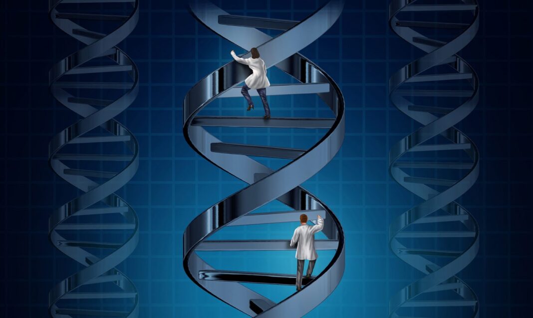 Man climbing up DNA