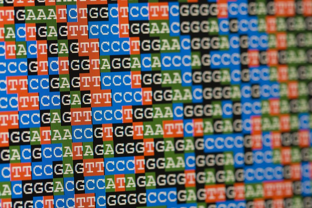 Unaligned DNA sequences as shown on an LCD screen