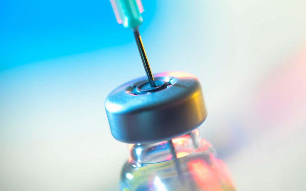 Tip of needle in vial