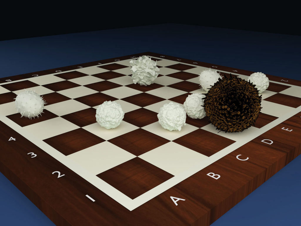 Chess board with cell pieces