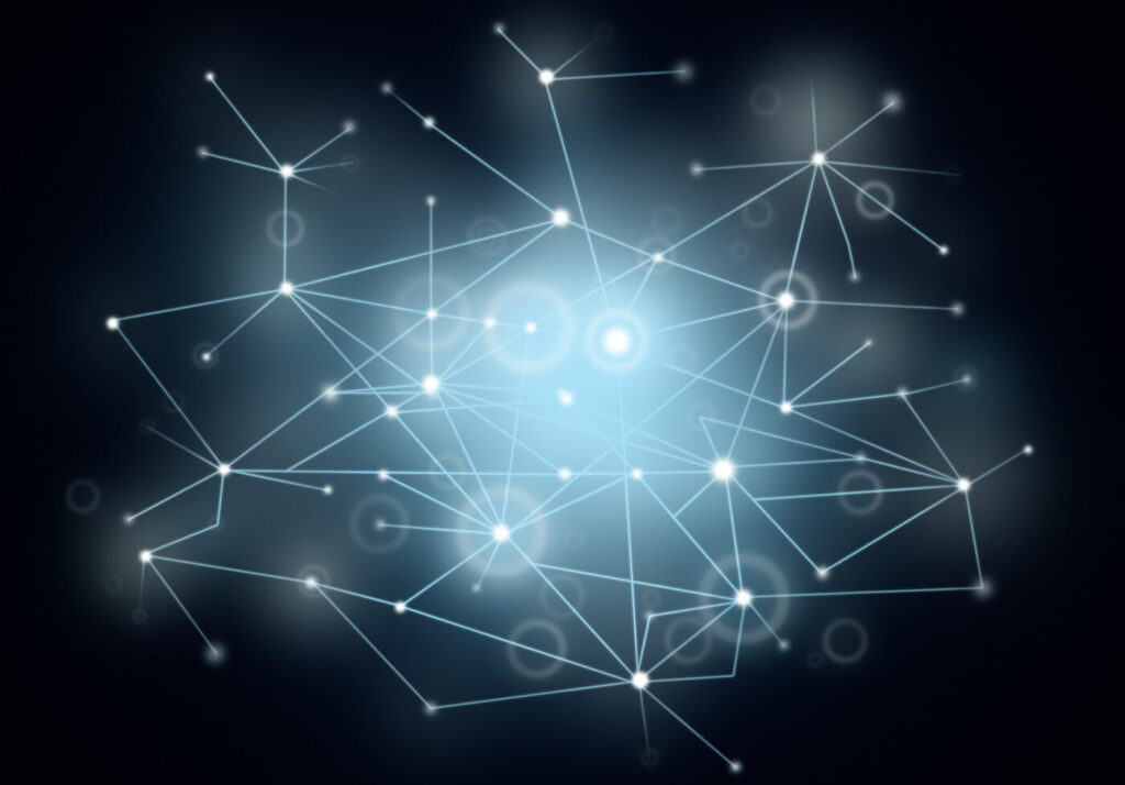 Abstract network background with lines on black
