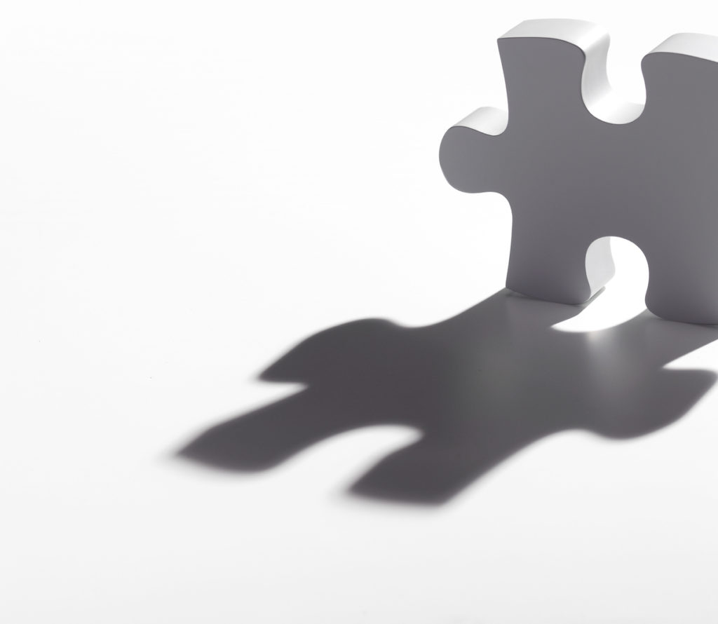 Last jigsaw piece with shadow