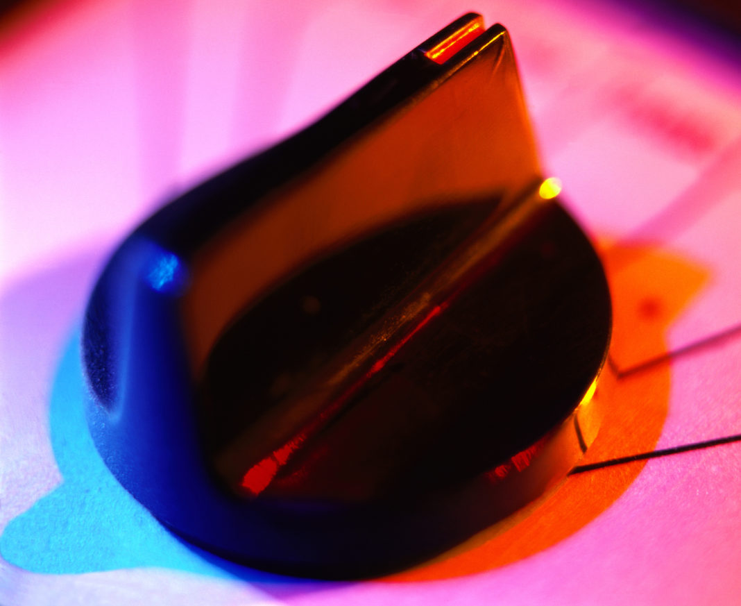 infrared close-up of a black knob