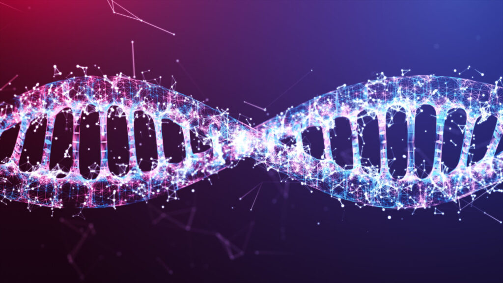 illustration DNA wire frame Futuristic digital design,Abstract background for Business Science and technology
