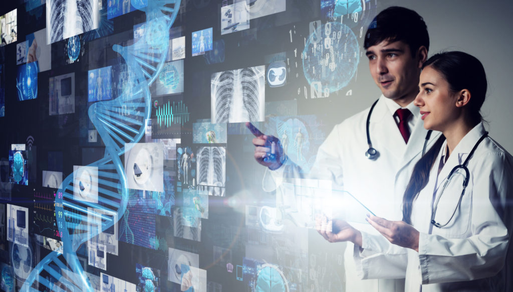Medical technology concept. Gene therapy. Electronic medical record.