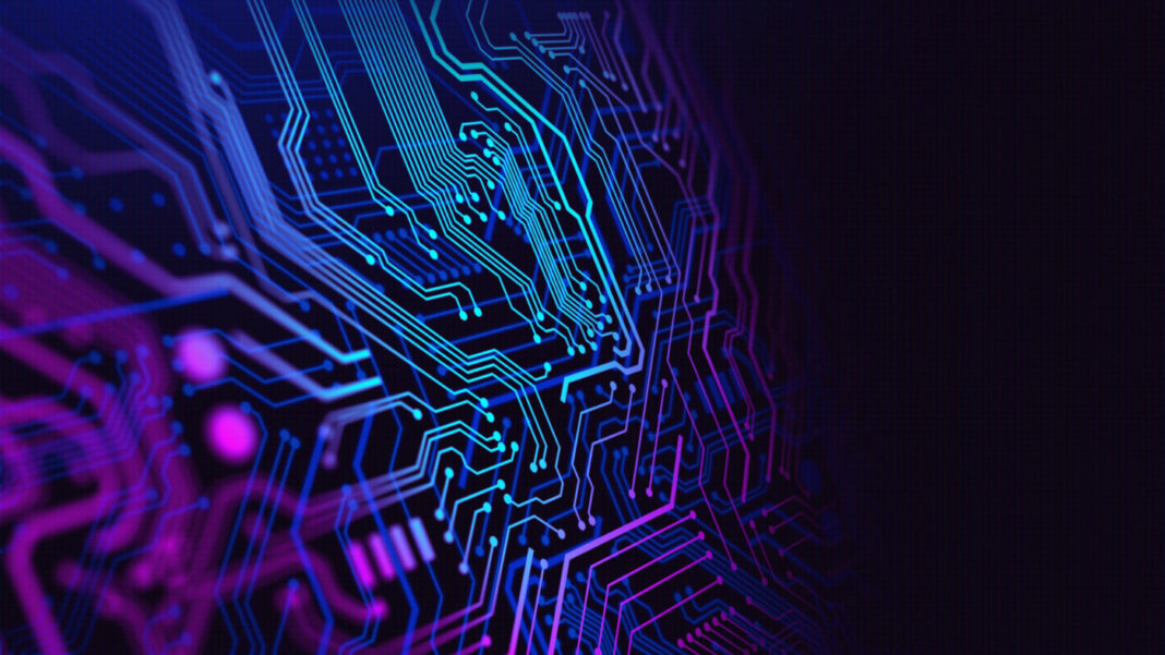 Blue and Purple technology background circuit board