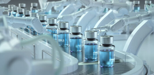Covid-19 vaccine production line.