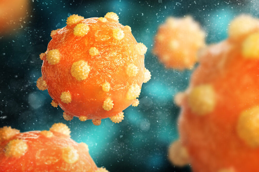 Hepatitis B virus on a white background. 3d illustration