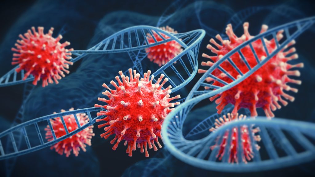 COVID-19 coronavirus cells, DNA cell structure