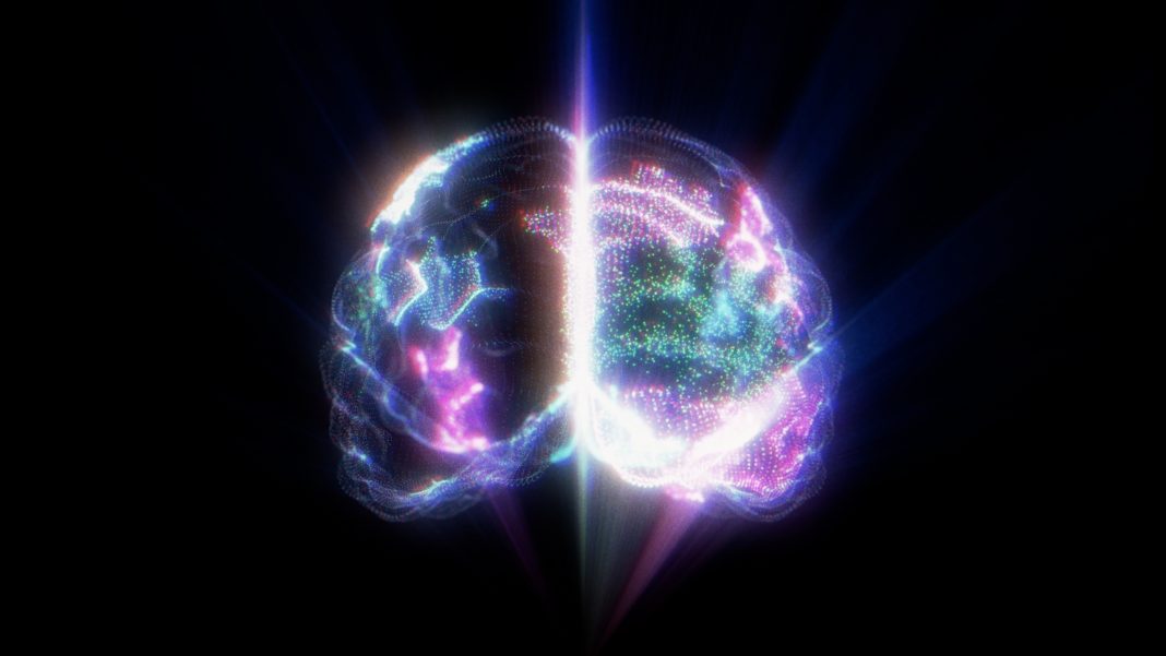 Human Brain Activity Hologram on Black Background