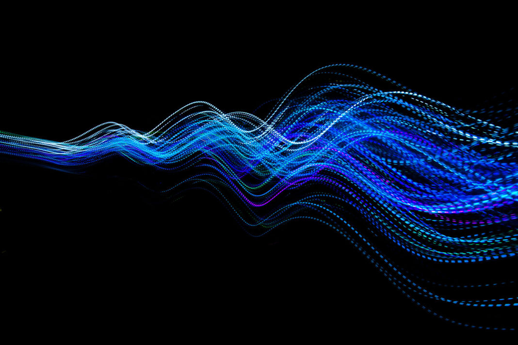 Abstract coloured light energy motion trails