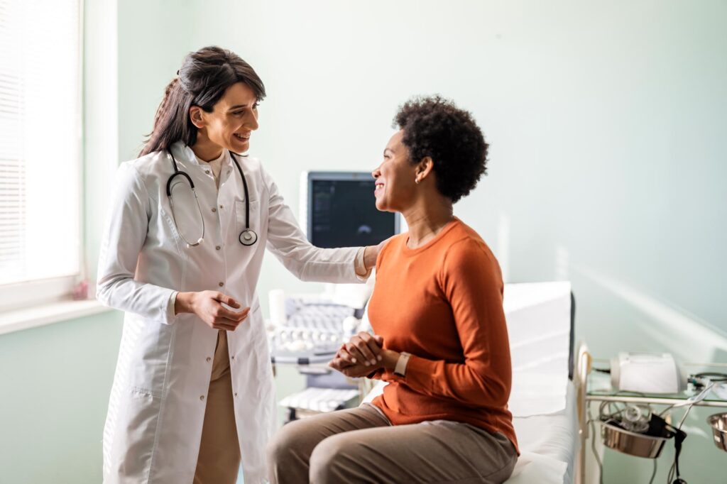 Female doctor and patient