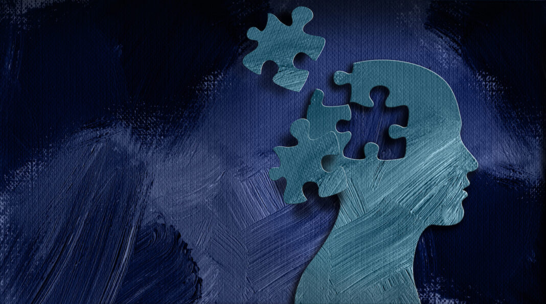 Graphic Abstract head and puzzle pieces Background