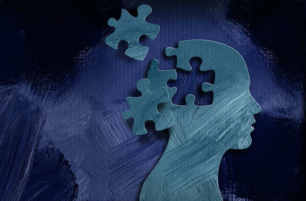 Graphic Abstract head and puzzle pieces Background