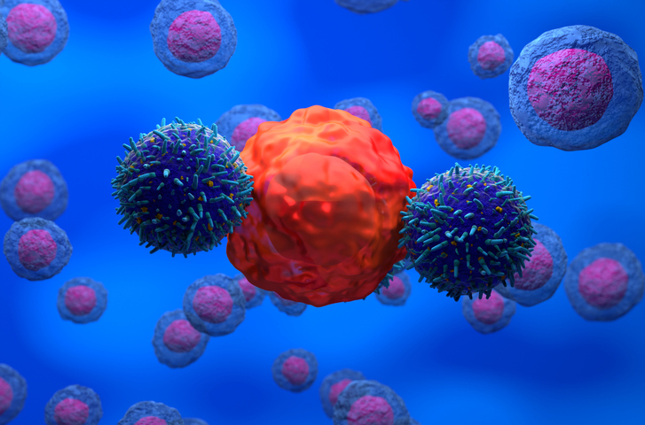 Car t cells attacking a cancer