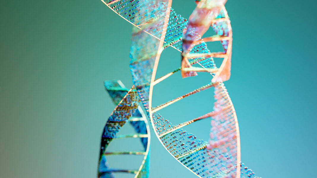 DNA strands on Scientific background