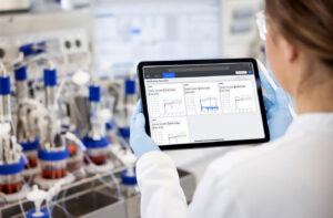 Eppendorf cloud-enabled monitoring and control devices on tablet