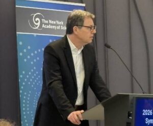 Michel Sadelain, MD, PhD. professor of medicine at Columbia University’s Vagelos College of Physicians and Surgeons and director of the Columbia Initiative in Cell Engineering and Therapy, giving his lecture at the 13th Ross Prize Awards [Uduak Thomas].