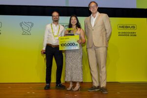 Margaret Hua, founding chief of staff at Phylo, accepts $100,000 in GPU credits for first prize in the biopharma category. The company is building AI research assistants that can independently help biomedical scientists think through problems, design experiments, analyze data, and suggest what to do next, with the aim of speeding up scientific and biomedical discovery. [Nebius]