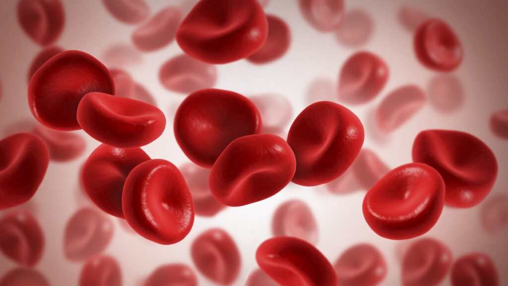 Microscopic view of blood cells.