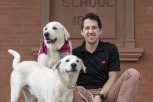 Study author with dogs